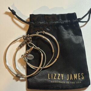 Lizzy James Silver and Gray Bangle Set